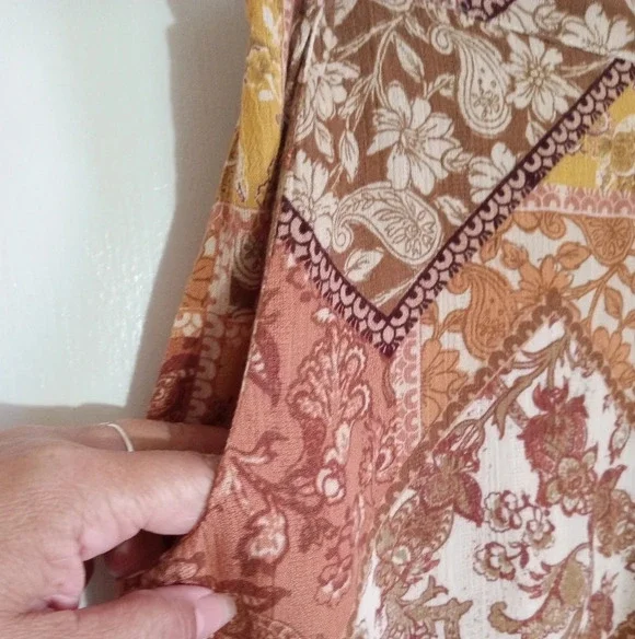 Rip Curl terracotta floral boho wide leg palazzo pants women size medium/large - Picture 5 of 9